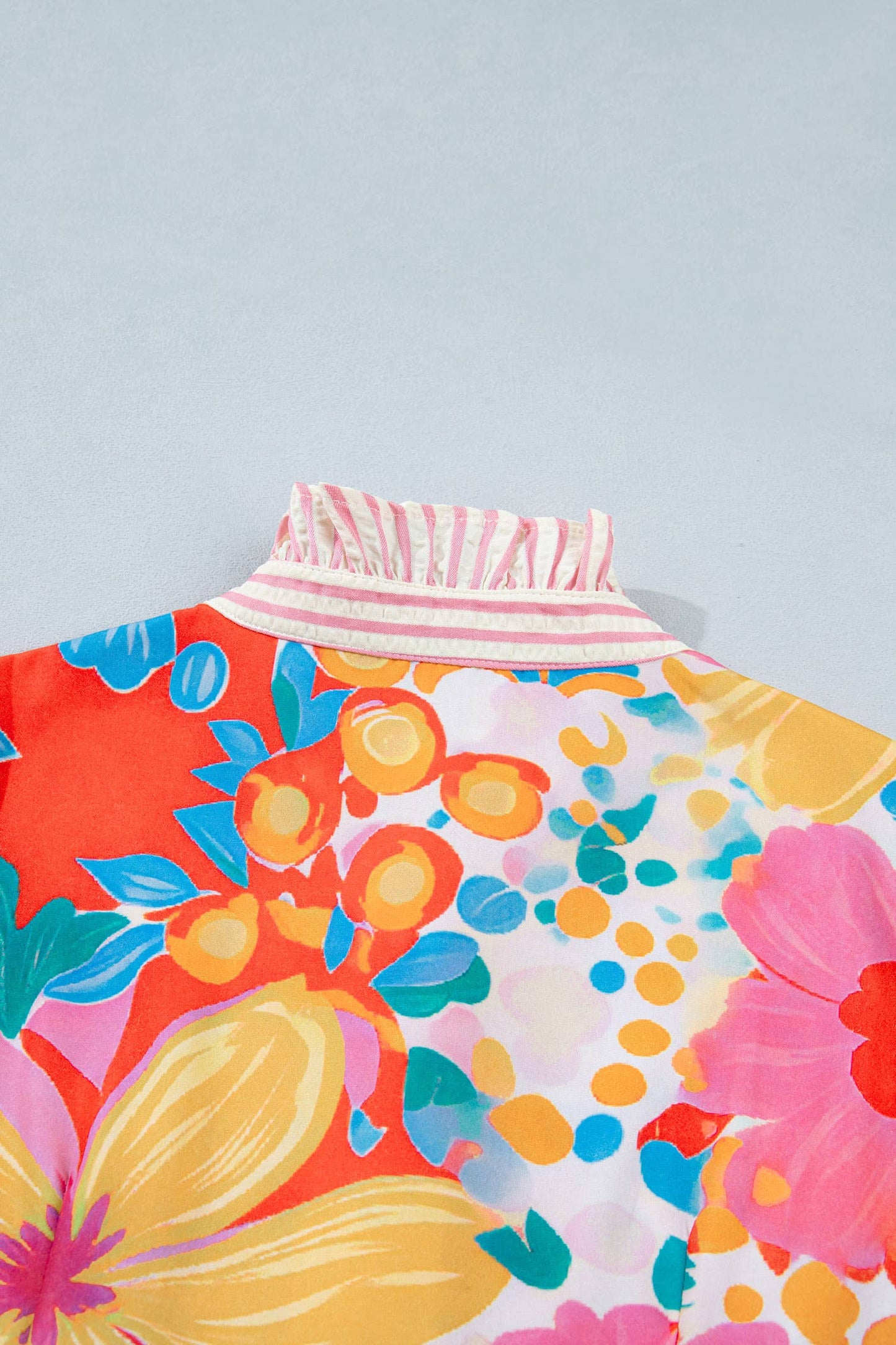Pink Floral Print Button Down Midi Dress