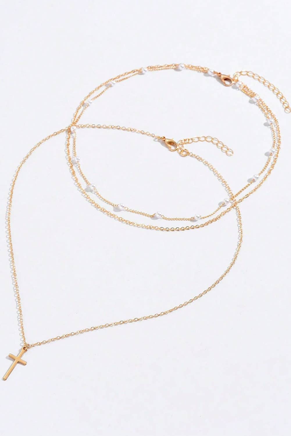 Triple Layer Chain Cross Necklace