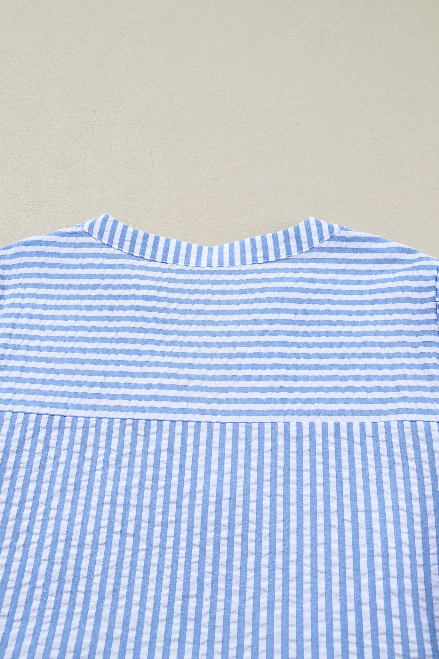 Blue Textured Puff Sleeve Dress