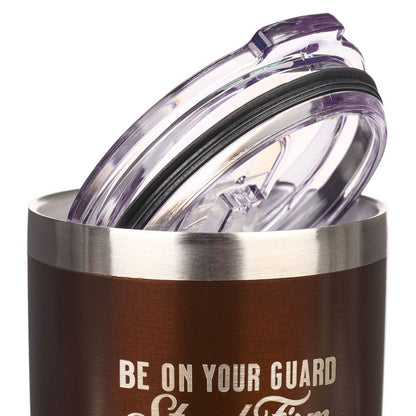 Brown Travel Mug Stand Firm in Faith