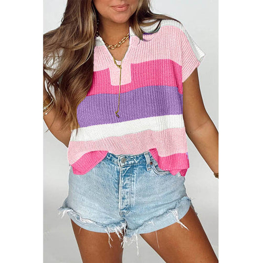 Colorblock Striped Knit Top
