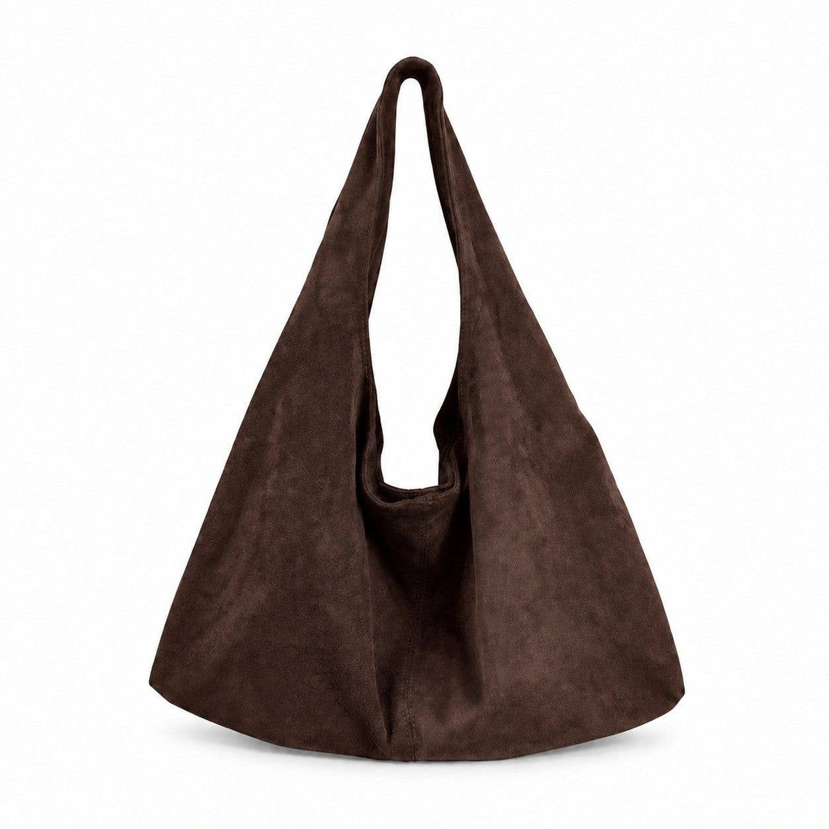 Coffee Brown Large Faux Suede Hobo Shoulder Bag with Magnetic Closure