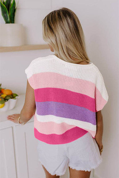Colorblock Striped Knit Top
