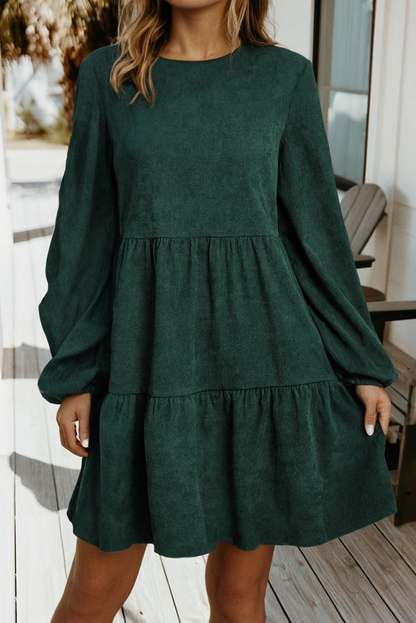 Green Lantern Sleeve Tiered Mini Dress
