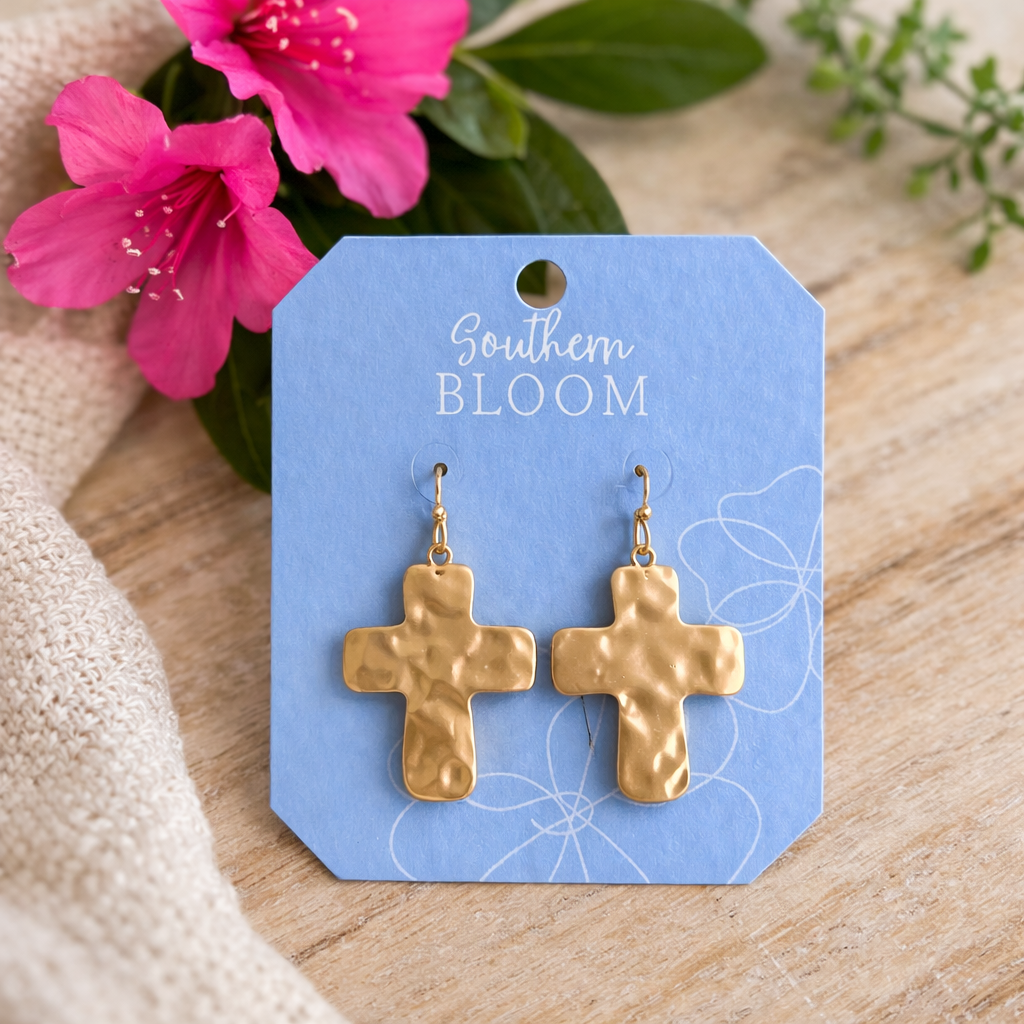 Gilded Grace Cross Earrings