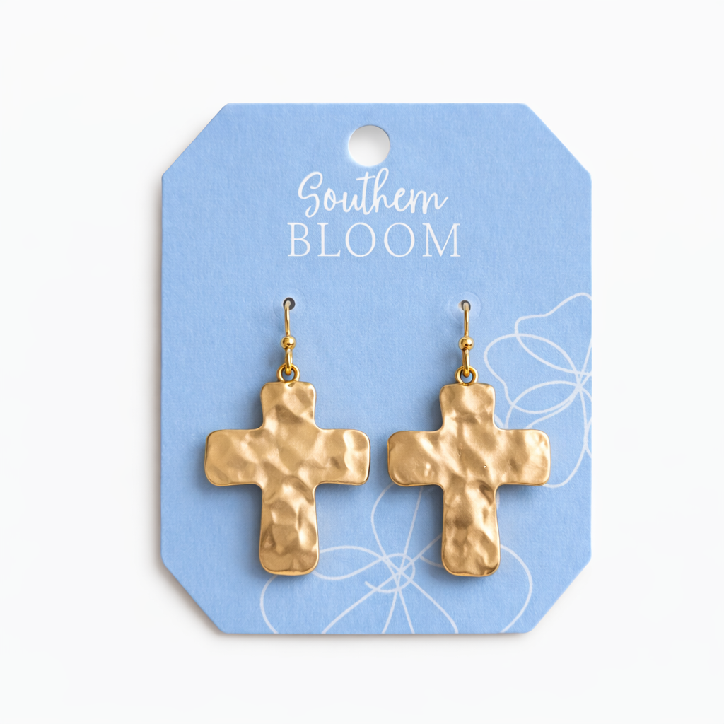 Gilded Grace Cross Earrings