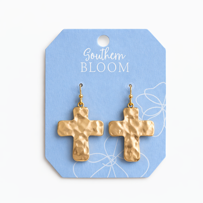 Gilded Grace Cross Earrings