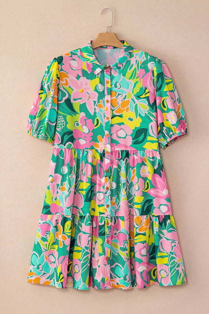 Floral Puff Sleeve Babydoll Dress