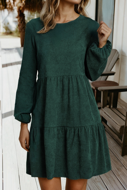 Green Lantern Sleeve Tiered Mini Dress