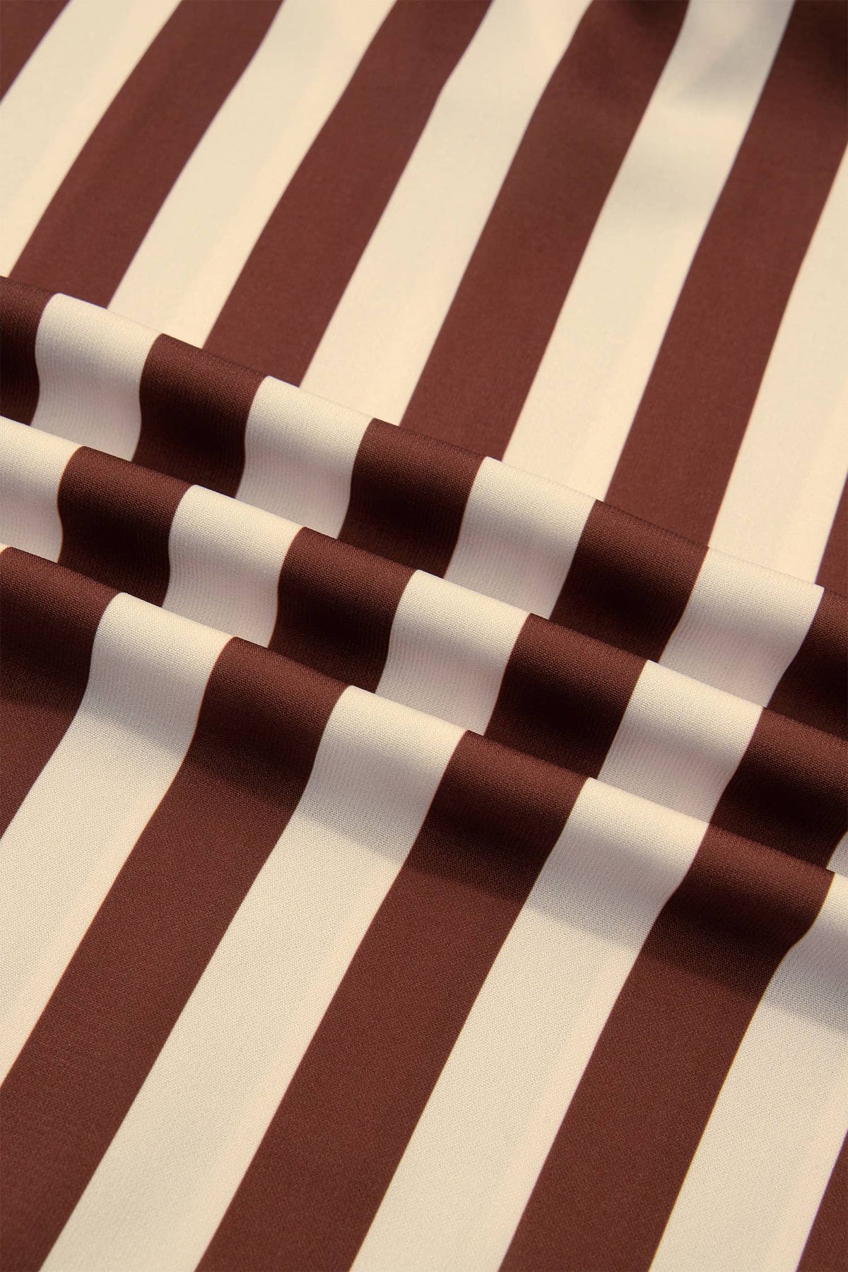 Brown Striped V Neck Half Sleeve Blouse