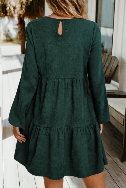 Green Lantern Sleeve Tiered Mini Dress